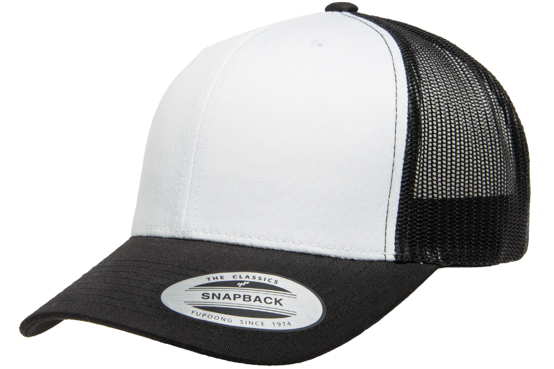Yupoong 6606W Retro Trucker Hat, Baseball Cap with Mesh Back, White Front - YP Classics®