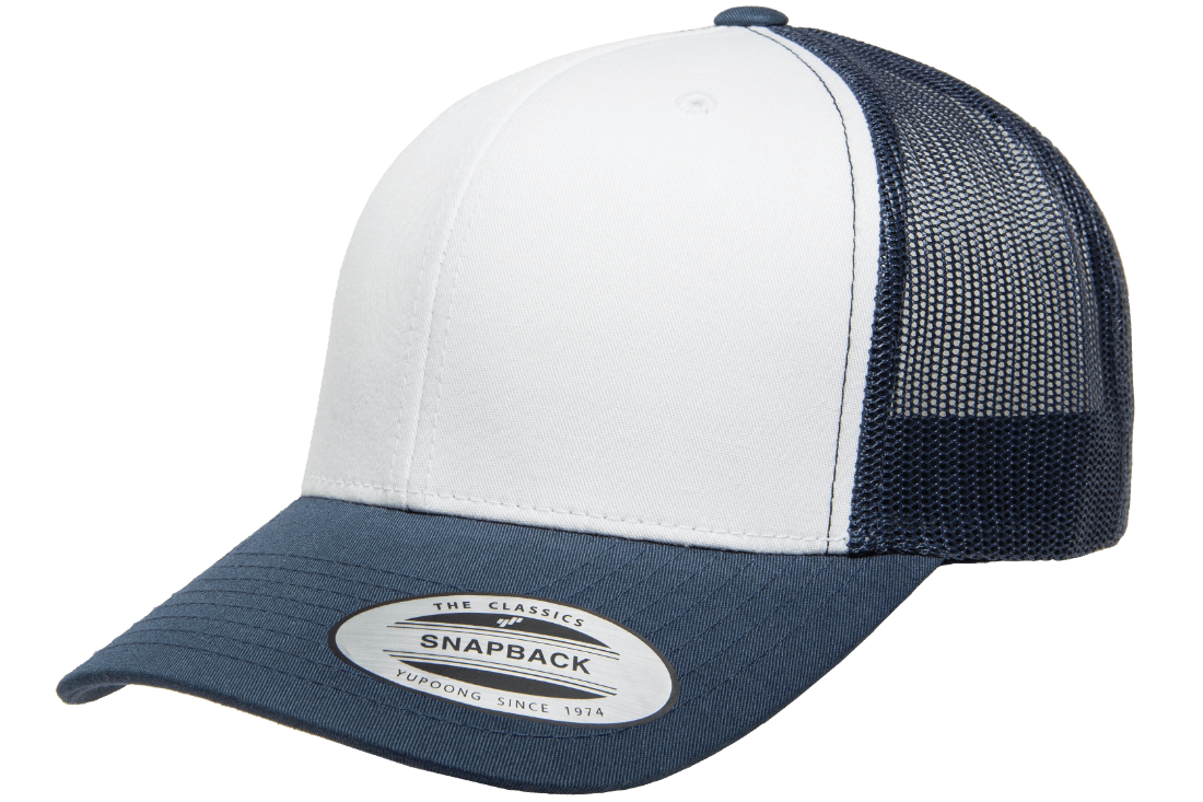 Yupoong 6606W Retro Trucker Hat, Baseball Cap with Mesh Back, White Front - YP Classics®