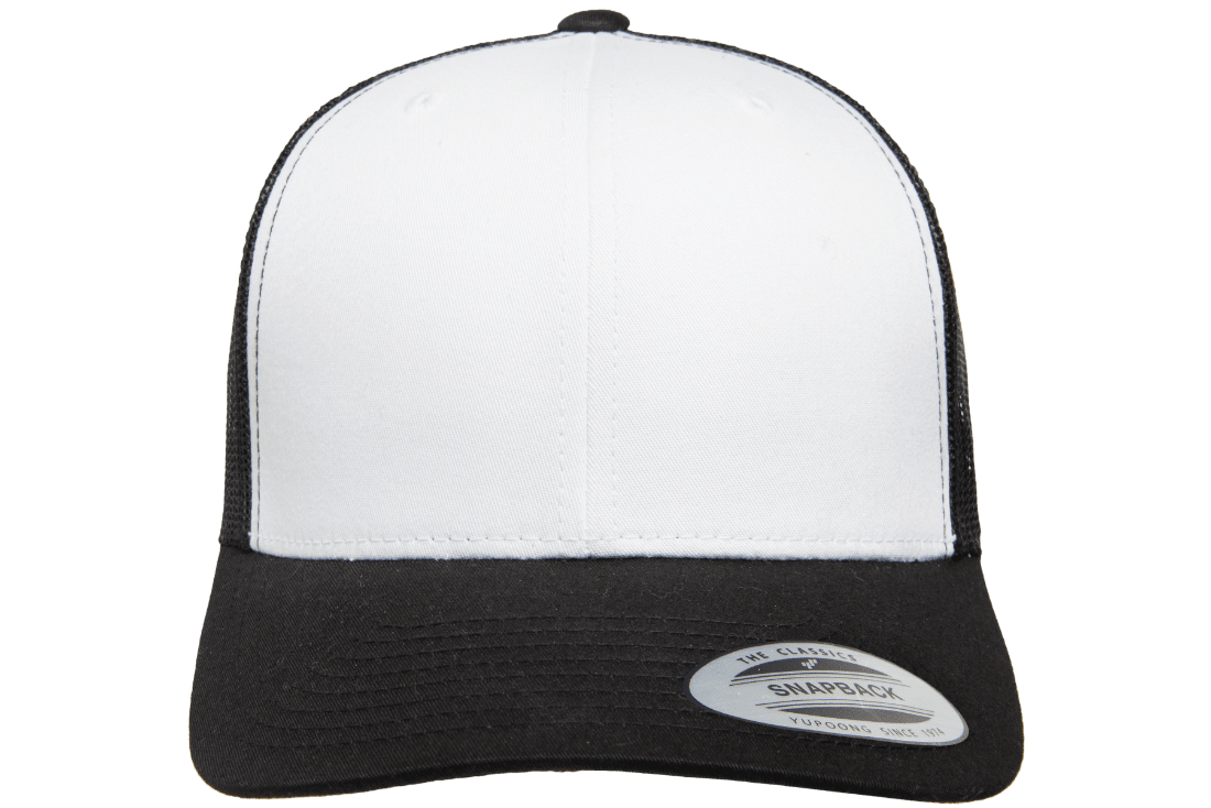 Yupoong 6606W Retro Trucker Hat, Baseball Cap with Mesh Back, White Front - YP Classics®