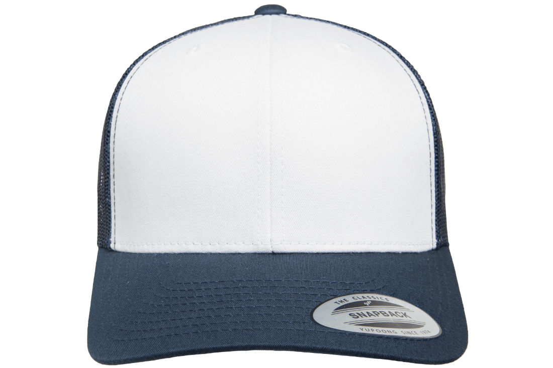 Yupoong 6606W Retro Trucker Hat, Baseball Cap with Mesh Back, White Front - YP Classics®