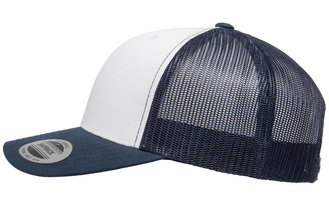 Yupoong 6606W Retro Trucker Hat, Baseball Cap with Mesh Back, White Front - YP Classics®
