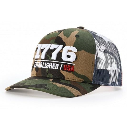 Richardson Printed Mesh Back Trucker Cap, Snapback Hat - 112PM