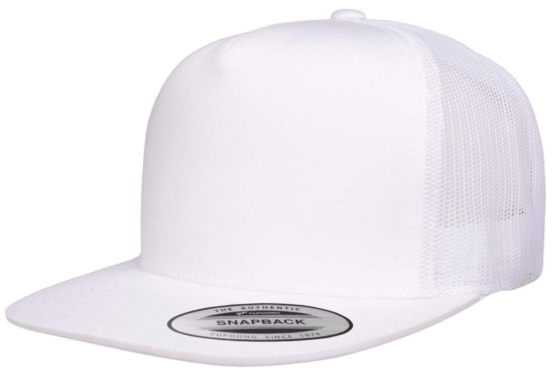 Yupoong 6006 Classic Trucker Snapback Hat, Flat Bill Hat with Mesh Back - YP Classics®