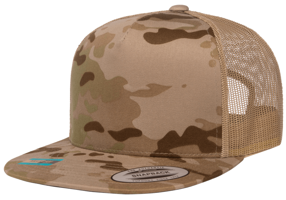 Yupoong 6006MC MultiCam® Camo Trucker Snapback Hat, Flat Bill Cap with Mesh Back - YP Classics®