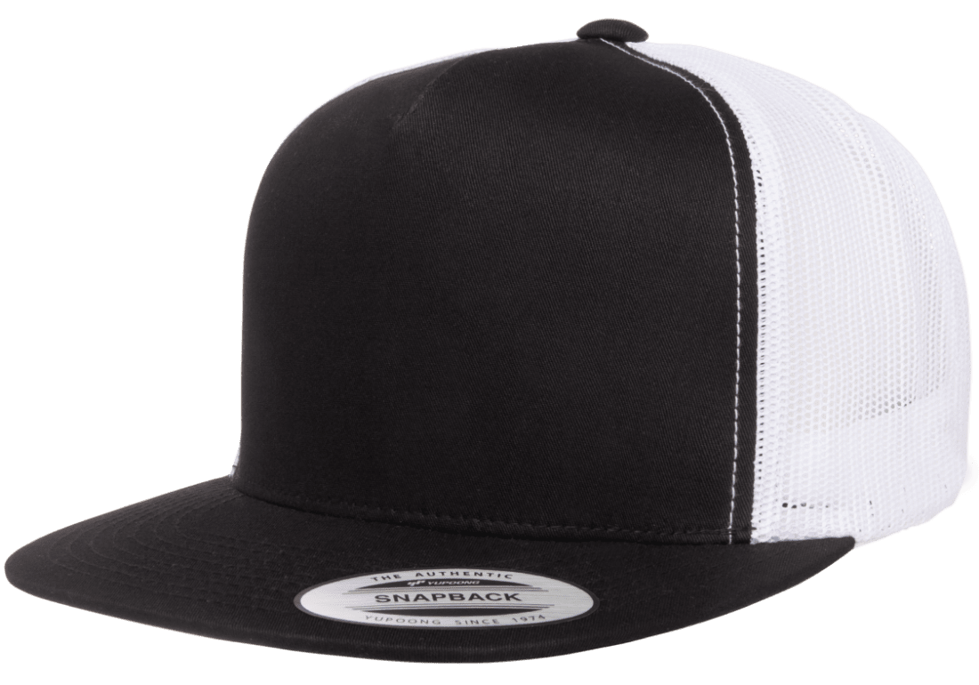 Yupoong 6006T Classic Trucker Snapback Hat, Flat Bill Cap with Mesh Back, 2-Tone Colors - YP Classics®