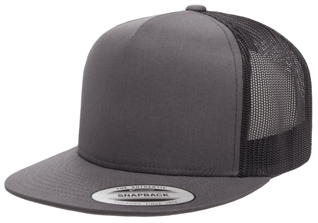 Yupoong 6006T Classic Trucker Snapback Hat, Flat Bill Cap with Mesh Back, 2-Tone Colors - YP Classics®