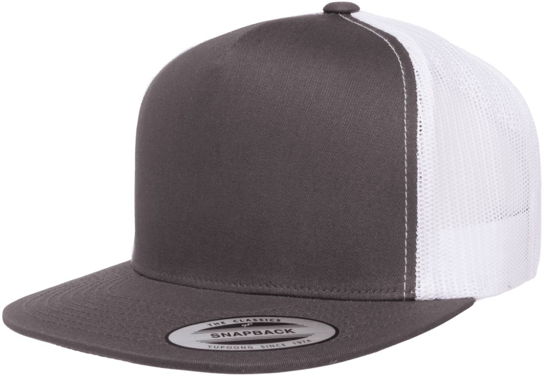 Yupoong 6006T Classic Trucker Snapback Hat, Flat Bill Cap with Mesh Back, 2-Tone Colors - YP Classics®