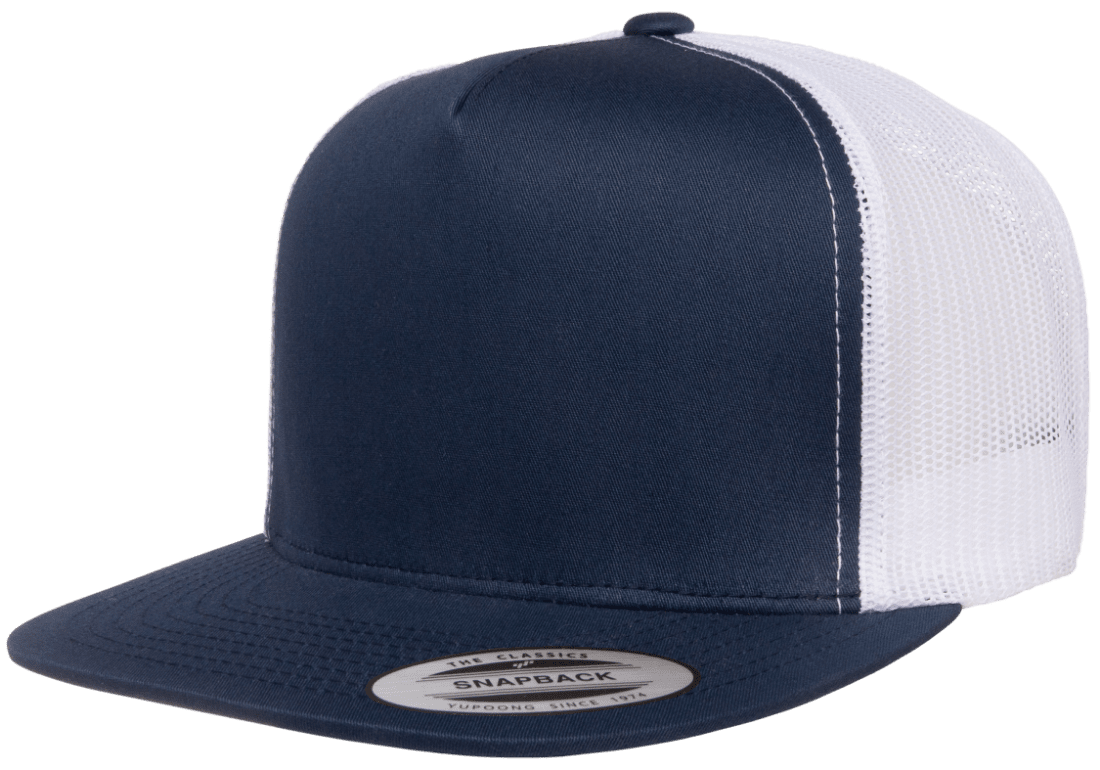 Yupoong 6006T Classic Trucker Snapback Hat, Flat Bill Cap with Mesh Back, 2-Tone Colors - YP Classics®