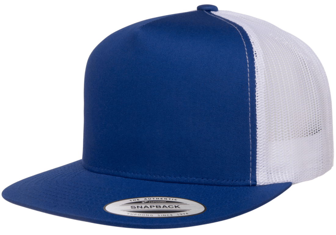 Yupoong 6006T Classic Trucker Snapback Hat, Flat Bill Cap with Mesh Back, 2-Tone Colors - YP Classics®