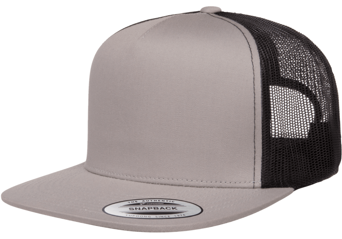 Yupoong 6006T Classic Trucker Snapback Hat, Flat Bill Cap with Mesh Back, 2-Tone Colors - YP Classics®