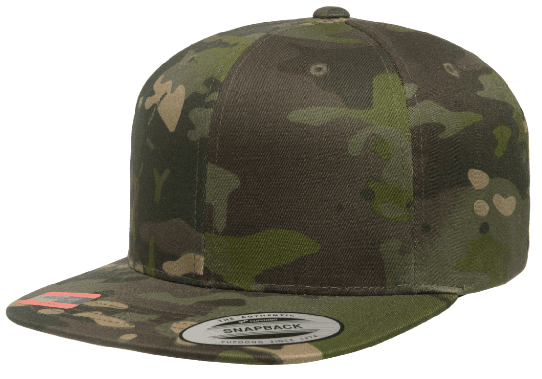 Yupoong 6089MC MultiCam Camo Snapback Hat, Flat Bill Cap, Camouflage - YP Classics®