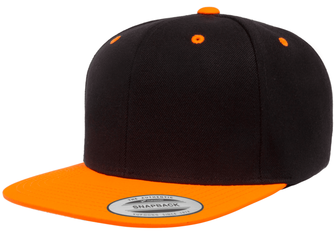 Yupoong 6089MT Premium Snapback Hat, Flat Bill Cap, 2-Tone Colors - YP Classics®