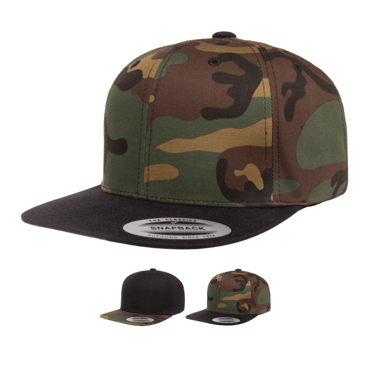 Yupoong 6089TC Premium Camo Snapback Hat, Flat Bill Cap, 2-Tone Camouflage - YP Classics®