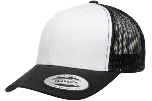 Yupoong 6606W Retro Trucker Hat, Baseball Cap with Mesh Back, White Front - YP Classics®