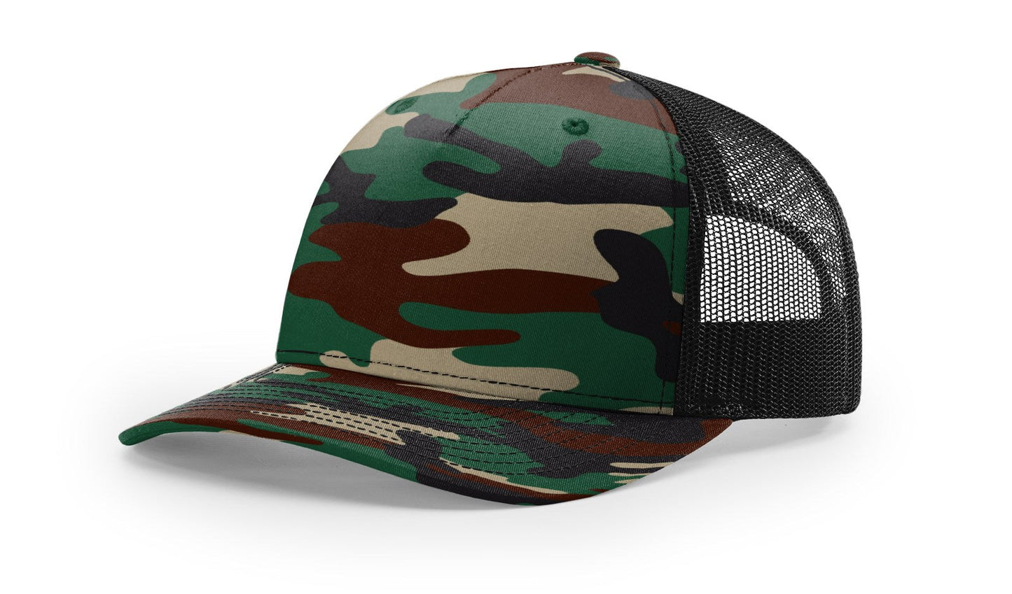 Richardson 112PFP Printed Five Panel Trucker Hat Camo Cap - 112 PFP