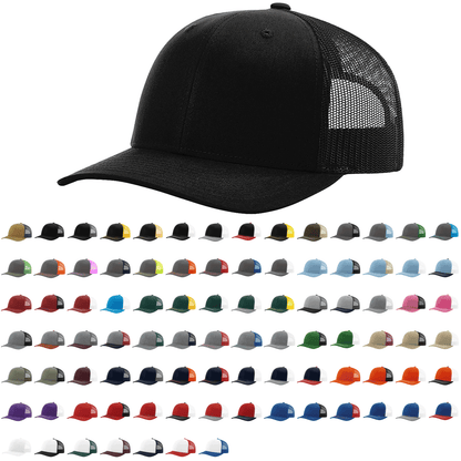 Richardson 112 Trucker Cap Solid Hats Solid Colors One Color