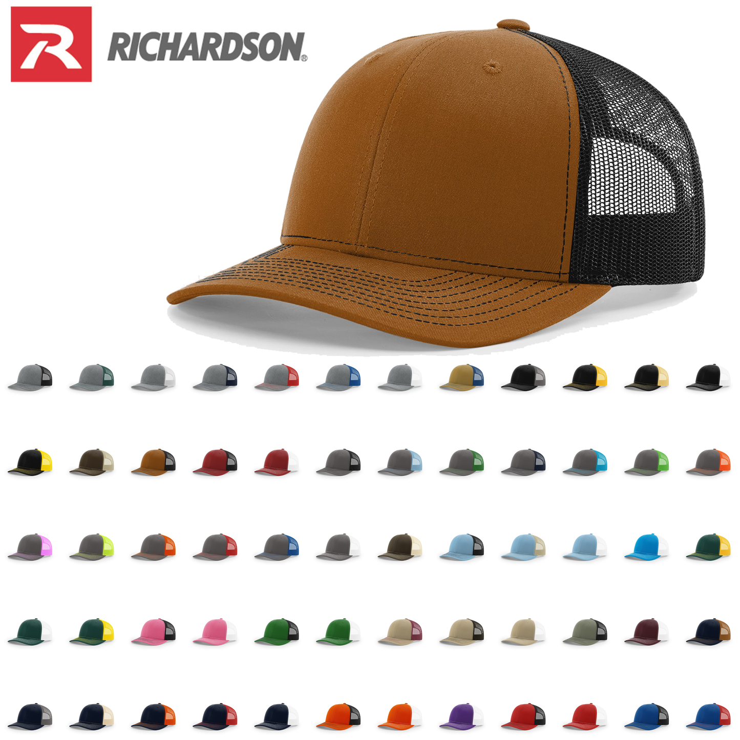 Richardson 112 Trucker Cap Split Hats Split Colors Two Colors